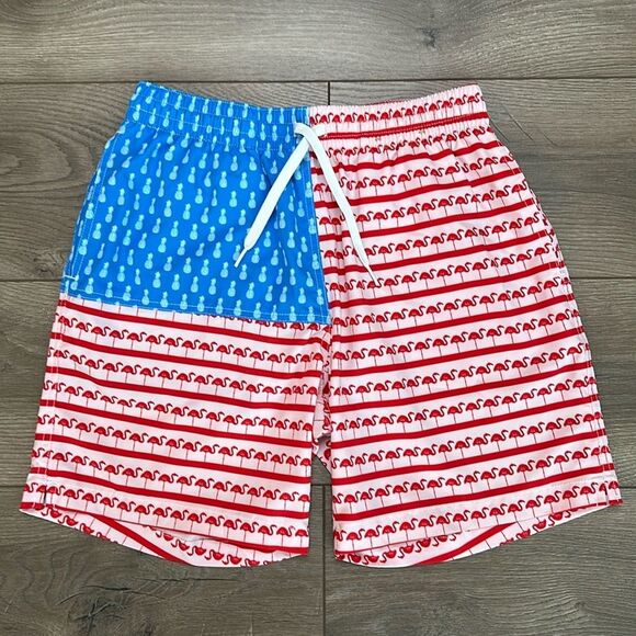 Chubbies 7” The Fruited Plains Swim Trunks Red White Blue Size Small - Picture 1 of 10